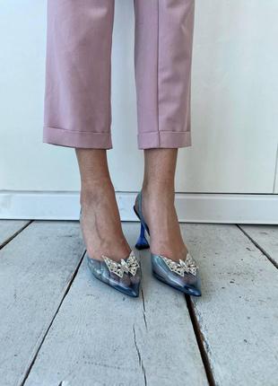 Женские прозрачные туфли на каблуке в двух цветах