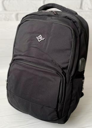 Чоловічий рюкзак для ноутбука міський чорний синій з usb виход...