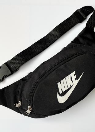 Сумка на пояс бананка молодежная спортивная NIKE черная тексти...