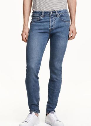 Джинси H&M; - Синие узкие джинсы (мужкие джинсы)