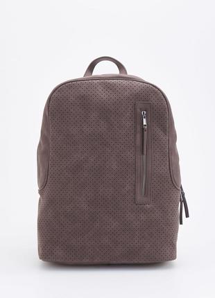 Рюкзак Reserved - Коричневый из перфорированой кожи и карманами