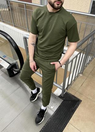 Комплект чоловічий "Loud": футболка + брюки хакі