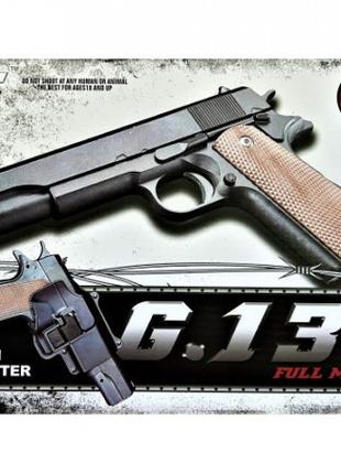 Дитячий пістолет G13+ Метал-пластик з кобурою чорний