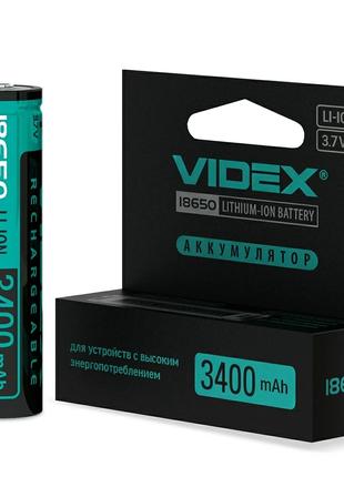 Акумуляторна батарейка 18650 Li-lon 3400mAh захист (бл-1шт) Videx