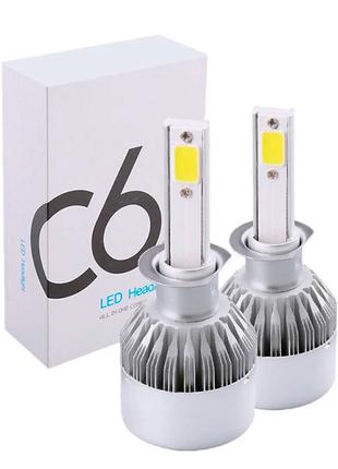 Комплект светодиодных автомобильных LED ламп H1 C6 18W диодные...