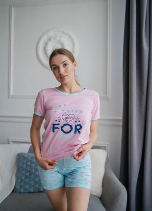 Пижама женская, Комплект для дома и сна шорты и футболка