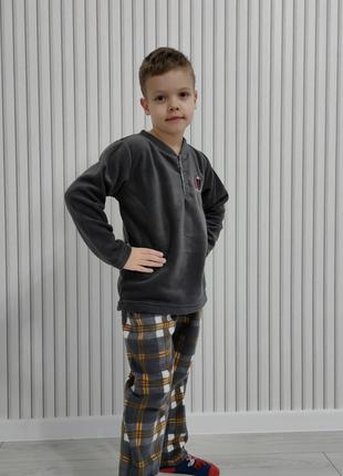 Хорошая и качественная теплая флисовая детская пижама для маль...