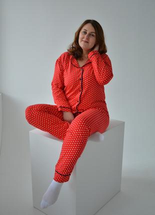 БАТАЛ женская пижама брюки, длинный рукав (большие размеры)