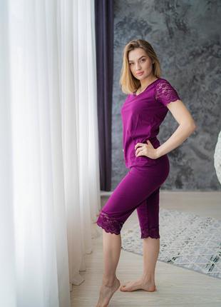 Пижама женская Комплект для дома и сна футболка и бриджи