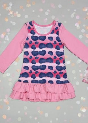 Платье детское розовое с сердечками