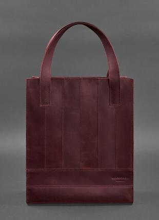 Кожаная женская сумка шоппер, шопер из натуральной кожи бордовая