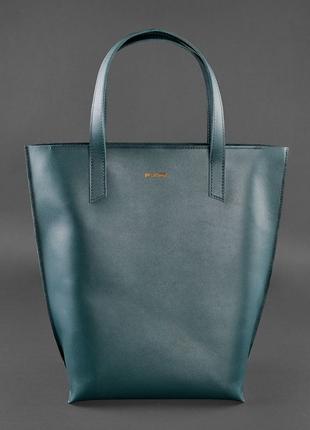 Шкіряна жіноча сумка-шопер, шопер із натуральної шкіри зелена