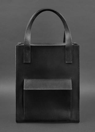Женская кожаная сумка шоппер, шопер из натуральной кожи черная