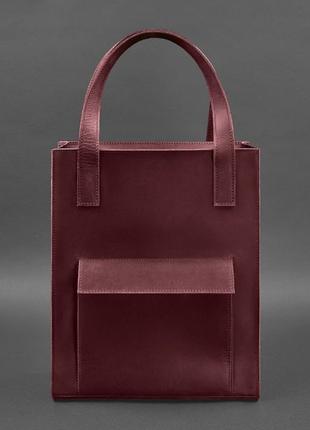 Женская кожаная сумка шоппер, шопер из натуральной кожи бордовая