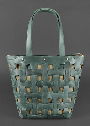 Кожаная плетеная женская сумка шоппер, сумка-шопер из натураль...