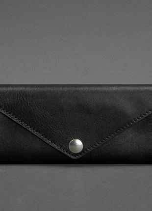 Женский кожаный кошелек клатч купюрник из натуральной кожи черный