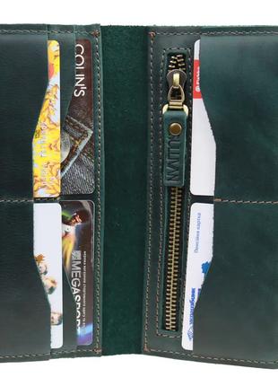 Женский кожаный кошелек купюрник из натуральной кожи зеленый