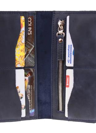 Женский кожаный кошелек купюрник из натуральной кожи синий