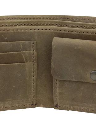 Кожаный мужской кошелек портмоне из натуральной кожи оливковый