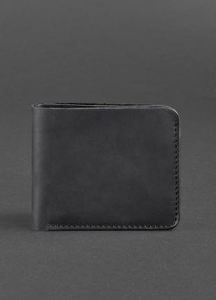 Кожаный мужской кошелек портмоне из натуральной кожи черный