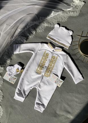 Крестильная одежда , вышиванка для новорождённого