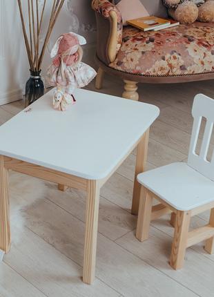 Белый столик с ящиком и стульчик детский (для детей ростом 116...