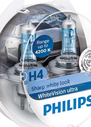Лампа Philips 12V H4 60/55W 4200K + 60% White Vision Ultra + W...