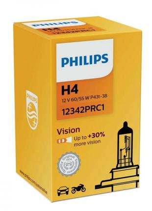 Лампа 12V H4 60/55W + 30% Premium "Philips" (12342PRC1) (1шт/уп.)