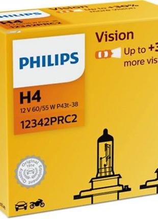 Лампа 12V H4 60/55W + 30% Premium "Philips" (12342PRC2) (2шт/уп)