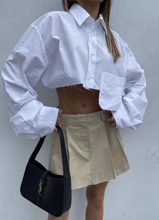 Женская белая укороченная рубашка оверсайз в стиле Zara