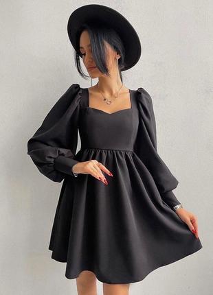Женское чёрное вечернее платье мини