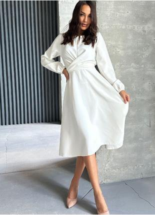 Белое платье миди для росписи размер L
