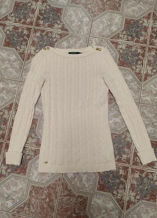 Белый вязаный свитер lauren ralph lauren