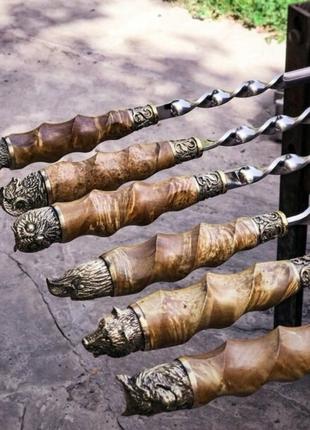 Шампуры ручной работы "Подарок охотнику" в кожаном колчане