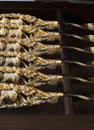 Подарочный набор шампуров ручной работы "Львы" в кейсе из бука