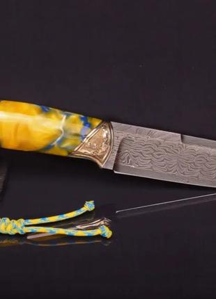 Коллекционный нож ручной работы "Воин света", мозаичный дамаск