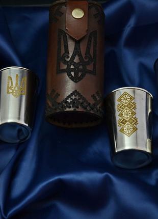Подарочный набор мужчине "Украинский" со стаканчиками и кожаны...
