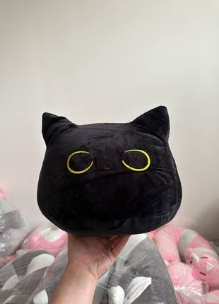 Мягкая плюшевая игрушка-подушка черный кот талисман из серии д...