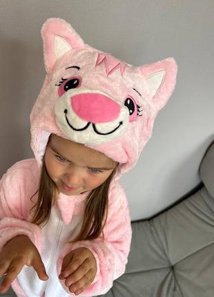 Детский кигуруми розовый котик, Пижама для малышей