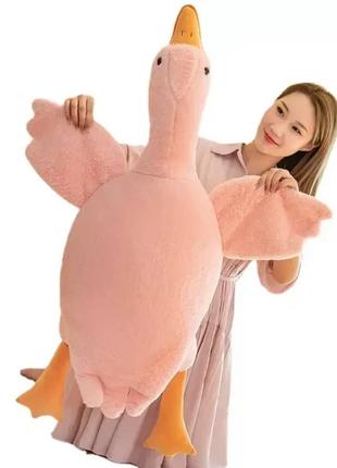 Мягкая Плюшевая Игрушка Гусь 175 см, Игрушка-Подушка, Розовая