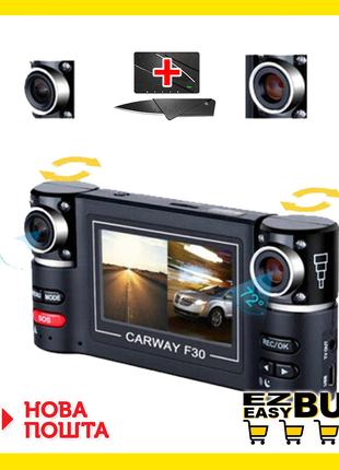 Автомобильный видеорегистратор на 2 камеры F30 HD Видеорегистр...