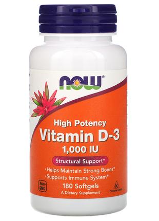 Вітамін Д 3 NOW FOODS VITAMIN D 3 1000 ME — 180 капс. (США)