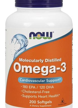 Омега 3 NOW FOODS OMEGA-3 1000 МГ (США) 200 капс.