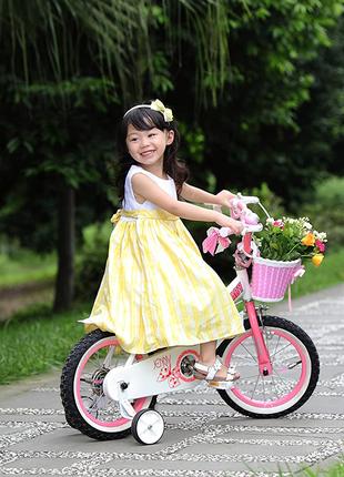 Велосипед для девочки 4-6 лет бело-розовый 16"