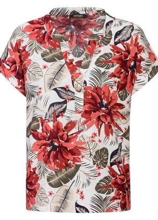 Льняная футболка блуза с цветочным рисунком
