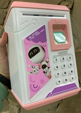 Электронная копилка-сейф с кодовым замком, отпечатком пальца и...