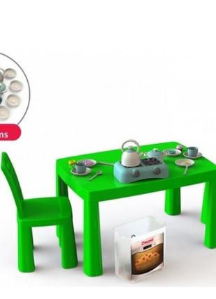 Комплект зеленой детской мебели с игрушечным кухонным набором ...
