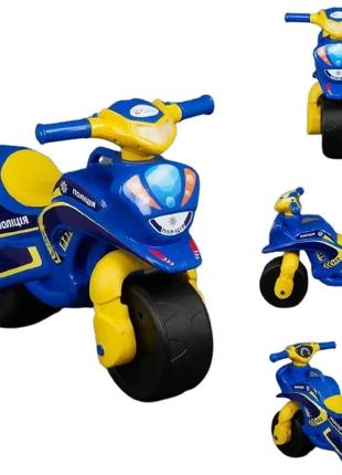 Детский мотобайк-каталка толокар с пластиковыми колесами и муз...
