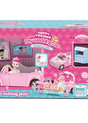 Кукла невеста в свадебном лимузине аксессуары мебель розовая