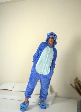 Кигуруми Стич Синий для взрослых , тёплая сплошная пижама для ...